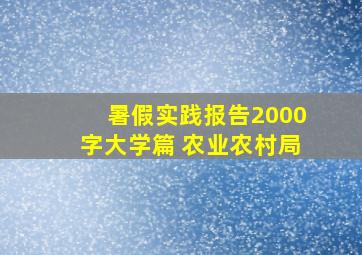 暑假实践报告2000字大学篇 农业农村局